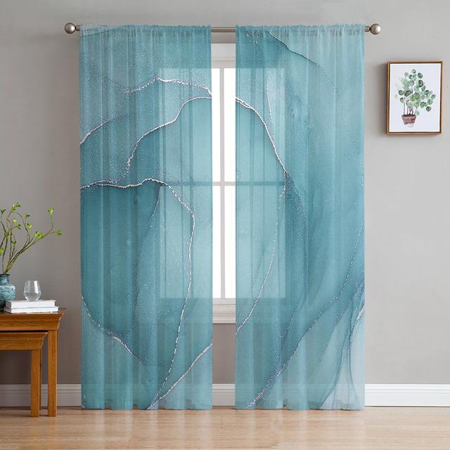 Abstract Marble Texture Modern Tulle Curtains For Living Room Bedroom Home Kitchen Window Sheer Curtains