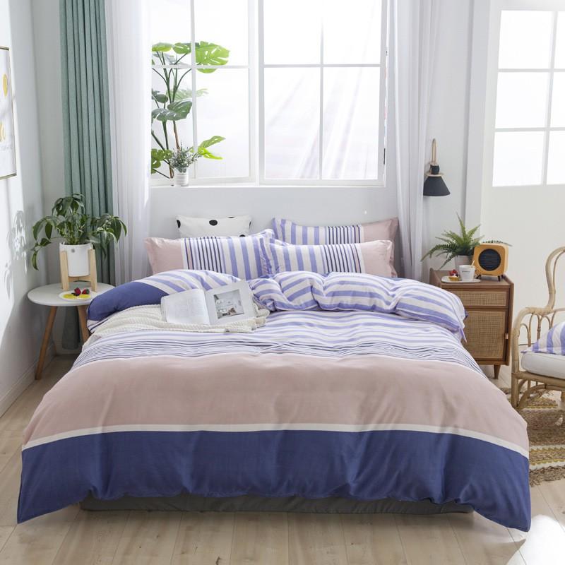 Aloe Cotton Blend Bedding Set Striped Sheet Style Modern Simple 1.2m/1.5m/1.8m/2.0m/2.2m Beds Home Bedroom Decor