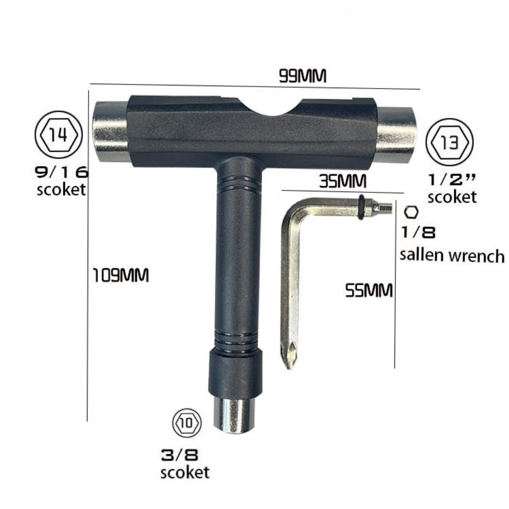 MultiFunction Roller Skate T Tool All In One Skateboard Repair Tool Skateboard Accessories