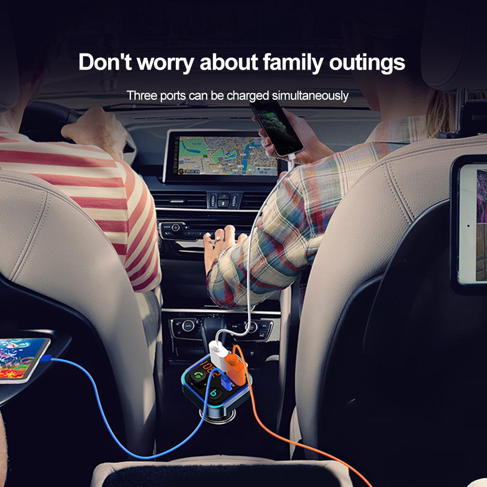 Bluetooth 5.0 Car FM Transmitter Handsfree Radio Handsfree MP3 Player Car Kit 20W PD QC3.0 Quick Charge Dual USB Charger Adapter