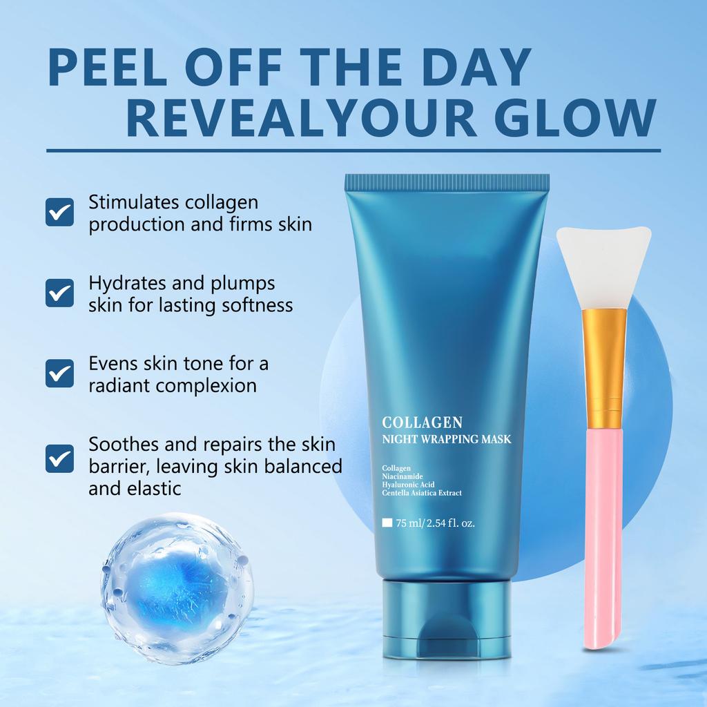 Collagen Night Mask, Peeling Mask, Hydrolyzed Collagen, Glassy Skin, Hydrating And Moisturizing
