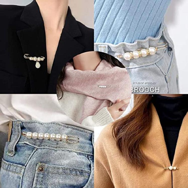 10 Pcs Fashion Pearls Brooch Cardigan Collar Brooch Clip Artificial Pearls Brooch Fashion Sweater Shawl Clip Enduring