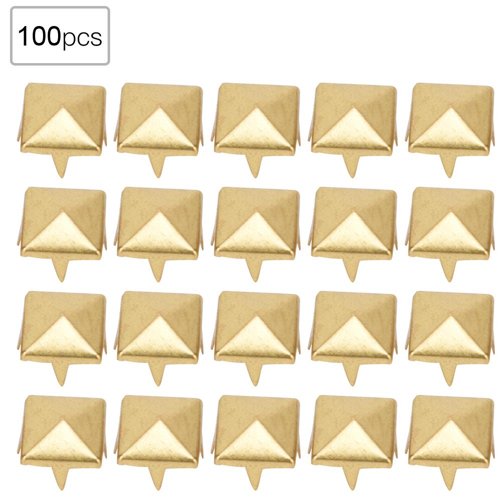 100 PCS 9MM Brass Copper Square Rivets Apparel Shoes Bag Accessories for Leather Decoration