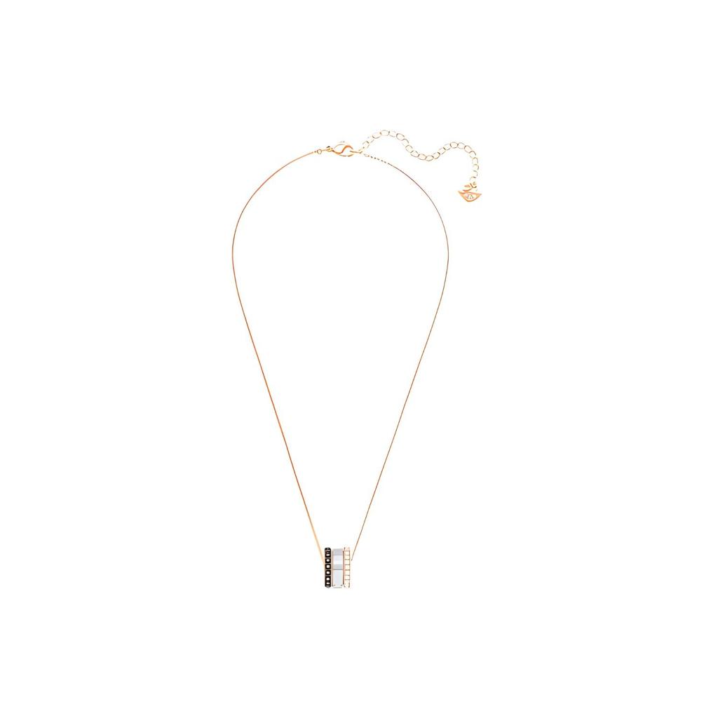Swarovski Drei Ringe Anhänger Halskette Elegant Luxus Mehrere Metalloberflächen Damen Halskette Schwarz 5353666