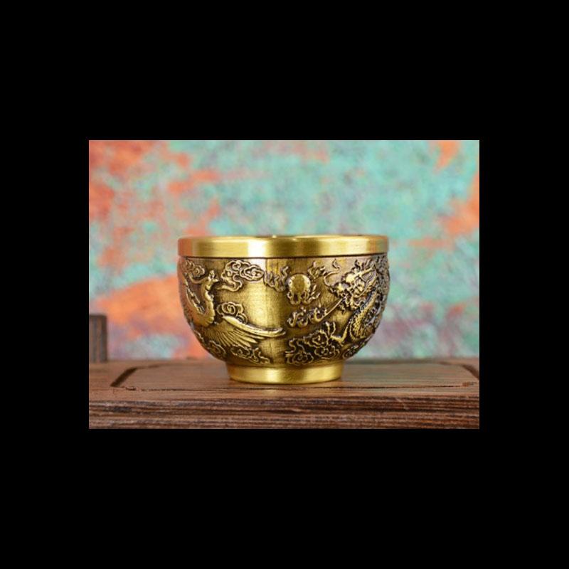 

Creative Copper Relief Thickened Baifu Water Cup, Buddhist Kung Fu Tea Set Supplies, Brass Decoratives Bowl, Small Wine Cup, 1Pc Height3.5 Caliber5cm