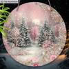 2D Flat Aluminium Pink Christmas Sign - Charming Figurine Ornaments - Ideal for Front Door, Wall, Porch, Window Decor - Ideal Christmas Gift for