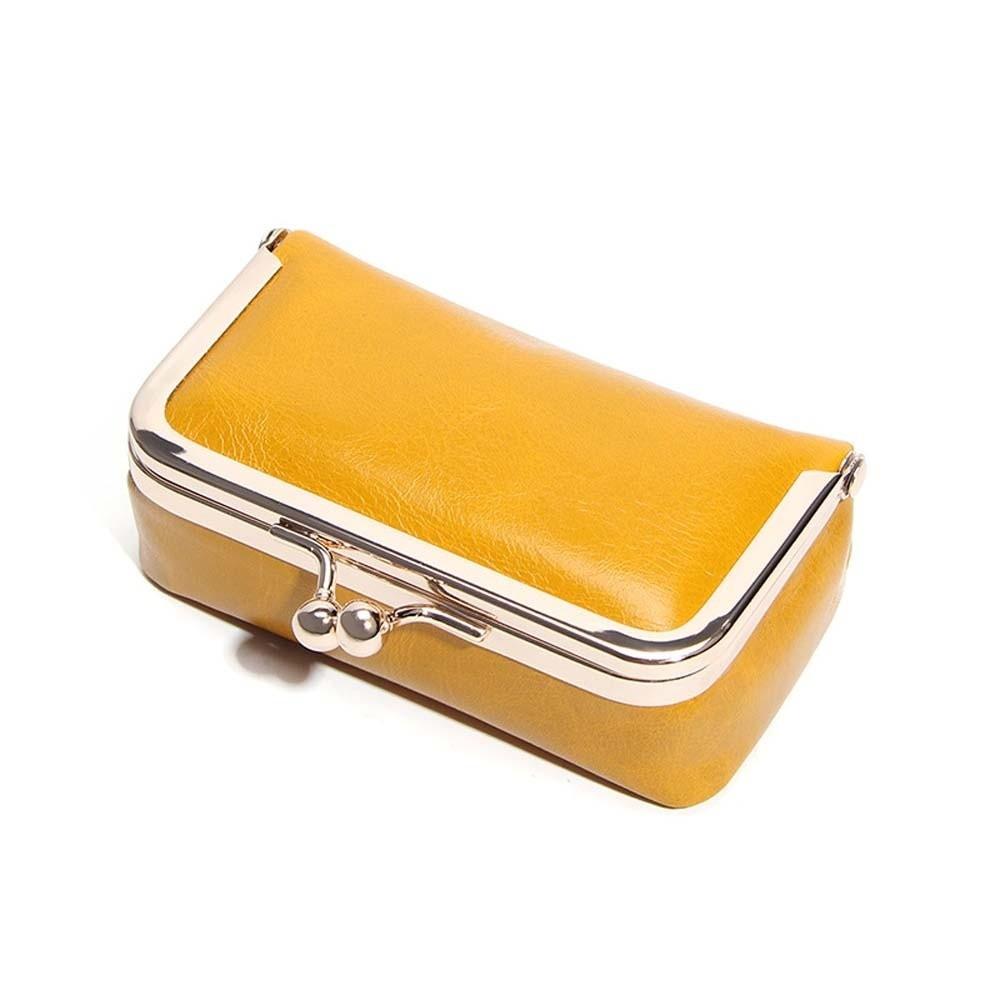 Portable Kiss Lock Coin Purse Exquisite Solid Color Leather Jewelry Bag Anti-lost Simple Small Item Bag Jewelry Storage