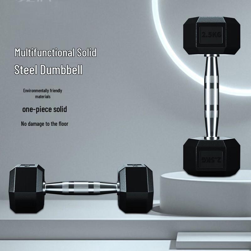 Eco-Friendly Rubber-Coated Hexagonal Dumbbells