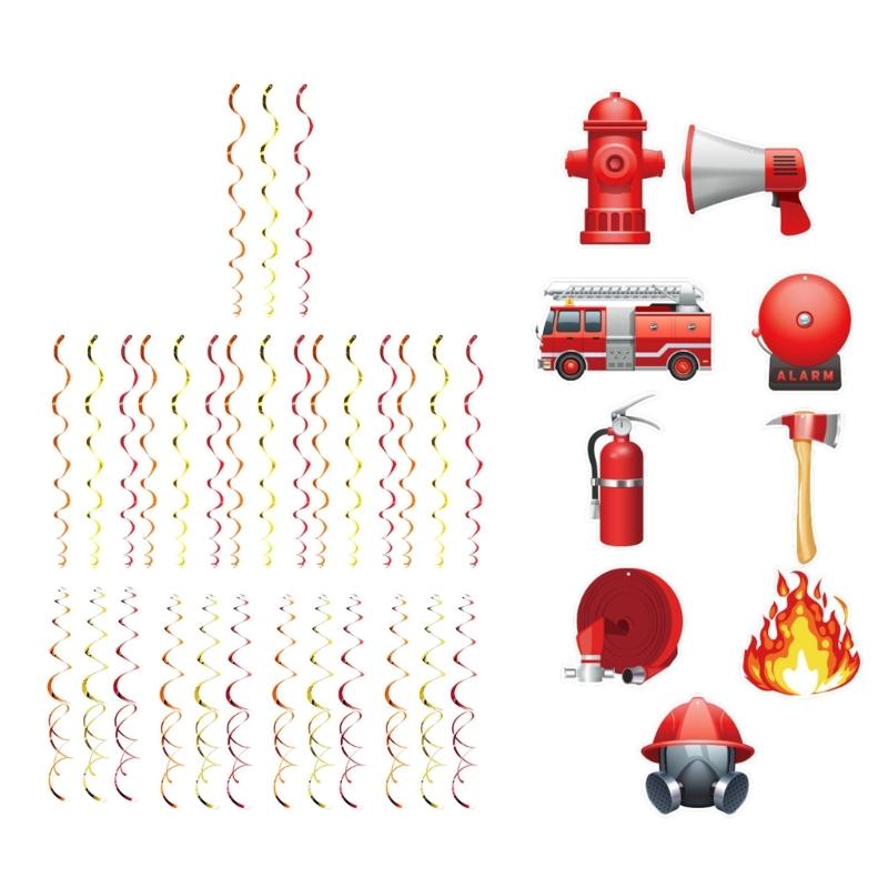 

Firefighter Hanging Swirls Hanging Decorations Paper Texture Suitable for Ceiling and Wall Use at Parties and Event 1
