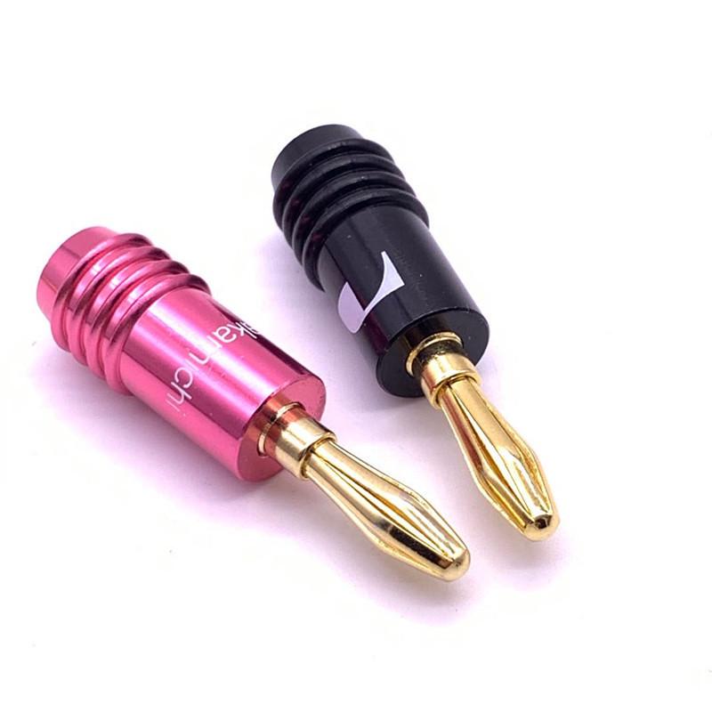 Midway Gold-Plated 4mm Banana Plug Solderless Binding Post for Audio Amplifier Speaker Wire - Purple/Black Shell