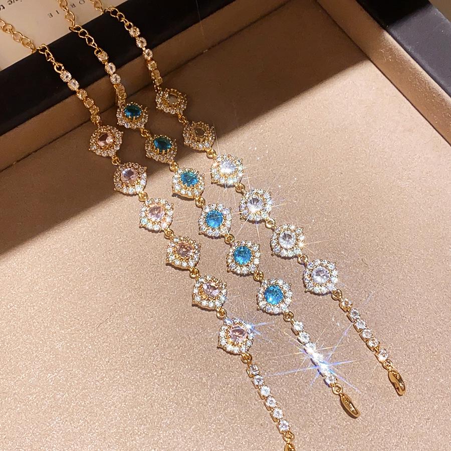 Liu Bao Multicolor Zircon Flower Bracelet – Elegant, Fashionable, Versatile Jewelry