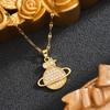 Elegant Saturn Smiley Face Pendant Necklace - Light Luxury, Versatile Clavicle Chain for Women