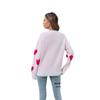 Winter Women's Sweater Love Valentine's Day Pullover Large Peach Heart Color Clash Sweater