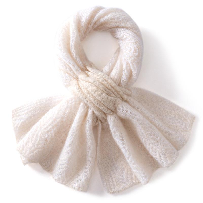 Women s Pure Cashmere Solid Color Knit Scarf - Autumn/Winter 2025 Korean Style Warm Versatile Neck Warmer 85/33