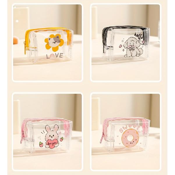 Transparent PVC Mini Portable Storage Bag Multifunctional Cute Animal Print Purse For Travel