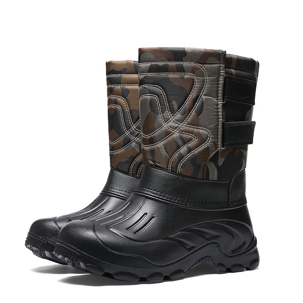 Große Schneestiefel, Kältebeständig und Warm, Herrenstiefel, Wasserdicht und Rutschfest, Lange Stiefel mit Dickem Samt und Bequem