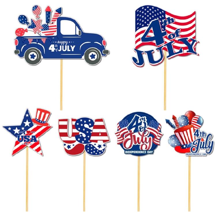 6Pieces Independence Day Paper Decorative Flags Ideal For Enhancing Holiday Atmosphere At Parties And Event