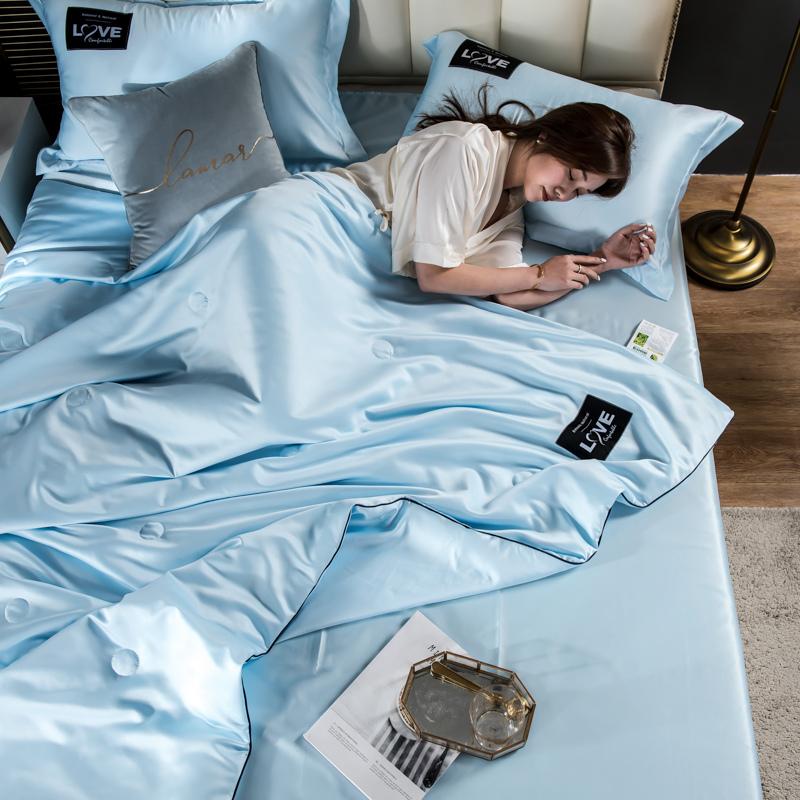 

Летнее одеяло из тутового шелка, вставка для одеяла, роскошное одеяло из натурального шелка, атласное постельное белье, стеганое одеяло, размер Queen, Single, Double, Twin для кровати Twin Size 150X200cm&Only Duvet небесно-голубой