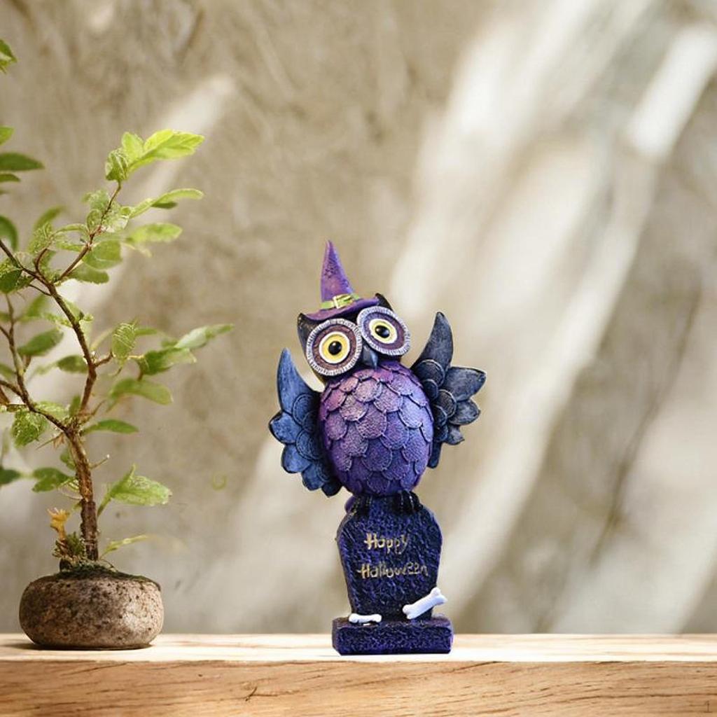 Owl Statue Animal Sculpture Collectible Tabletop Ornament,Owl Table Decoration for Halloween