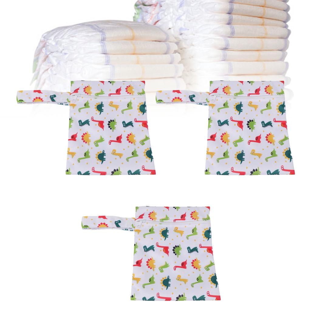 3pcs Wet Bag Water Resistant Reusable Portable Hanging Diaper Wet Bag for Home Travel T11