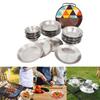 Set of 16 Stainless Steel Camping Plates Outdoor Dinnerware Barbecue Tableware Travel Friendly Meal Plate Cookwares
