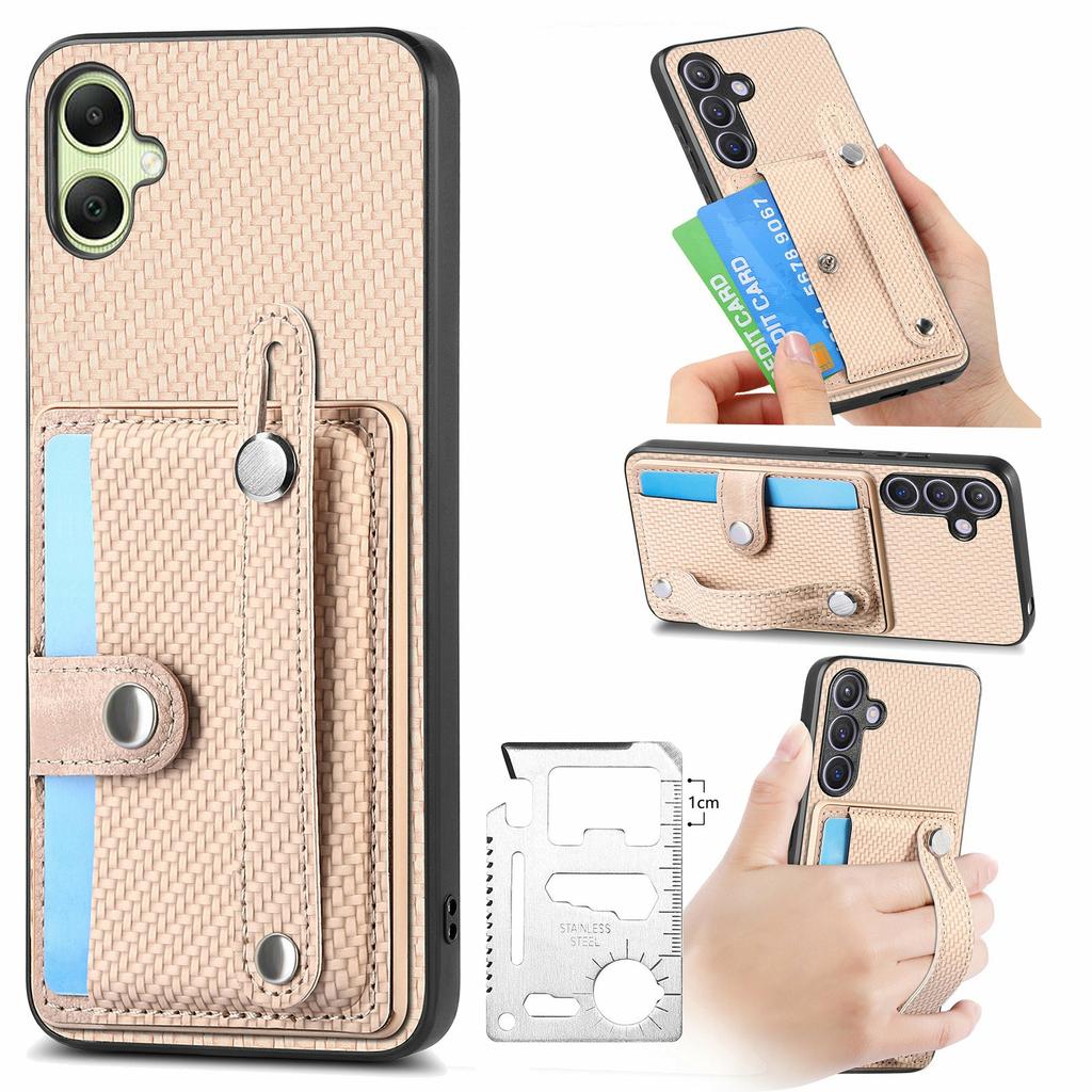 For Samsung Galaxy A06 4G Case Wristband Anti-Drop Leather Back Cover Card Holder