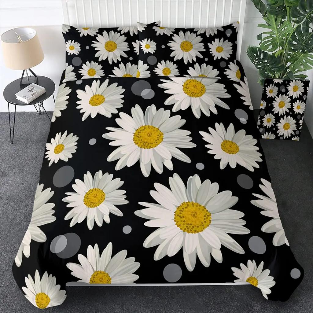 Aquarell Botanische Blume Bettbezug-Set King Size Wildblume Orchidee Floral Bedrucktes Bettwäsche-Set Elegante Shabby Chic Tagesdecke