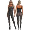 Womens Sleeveless Full Body Elastic Bodysuits Silky See Through Rompers Glossy Sexy Jumpsuits