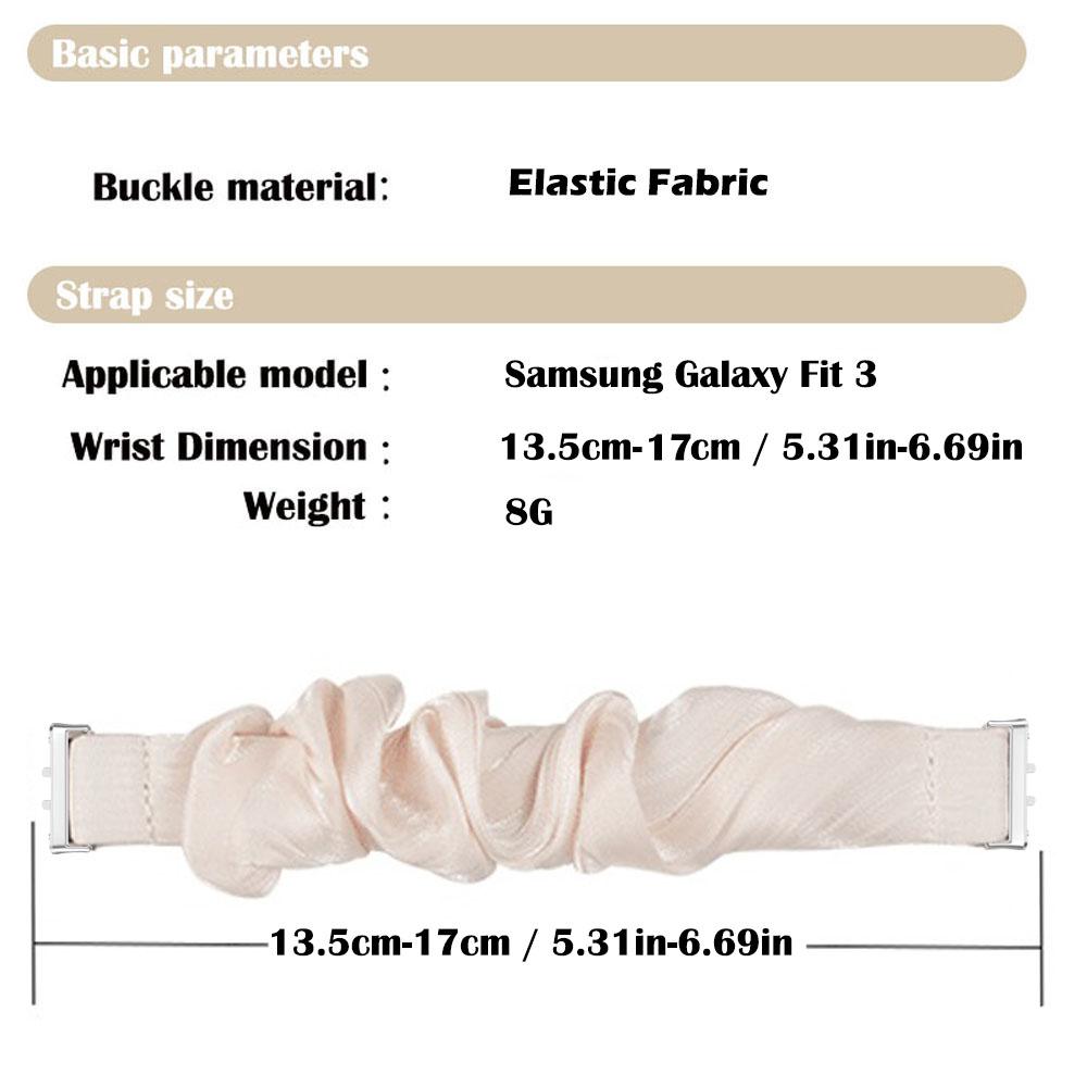 INS Chiffon Ice Silk Elastic Scrunchie Strap For Samsung Galaxy Fit3 SM-R390 Slim Girl Band Loop Bracelet For Galaxy Fit 3