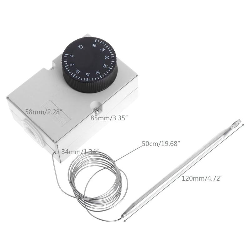 AC220V 0-40℃ Temperature Switch Capillary Thermostat Controller W Waterproof Box A0KF