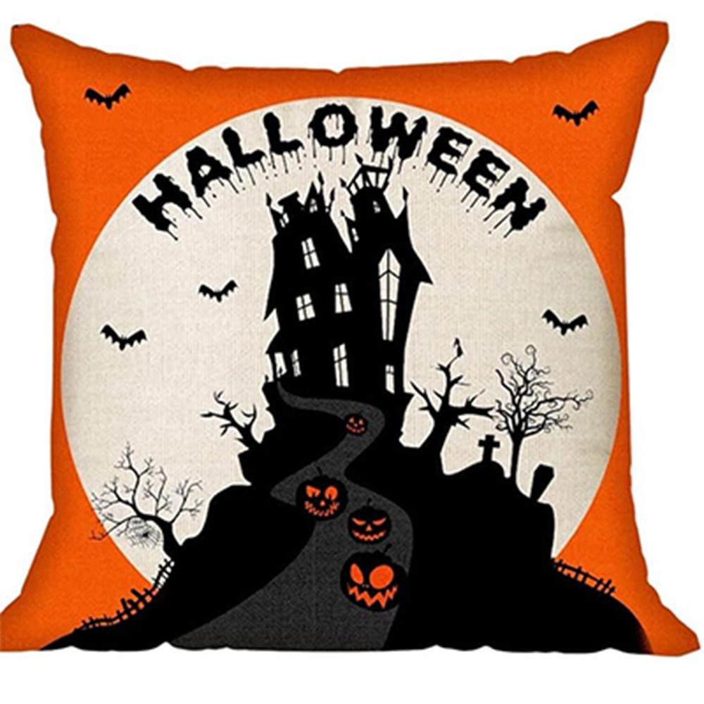 Spooky Halloween Pillows: Witch, Pumpkin, Truck & Haunted House Designs Sofa cushion cover, holiday party decoration, gift