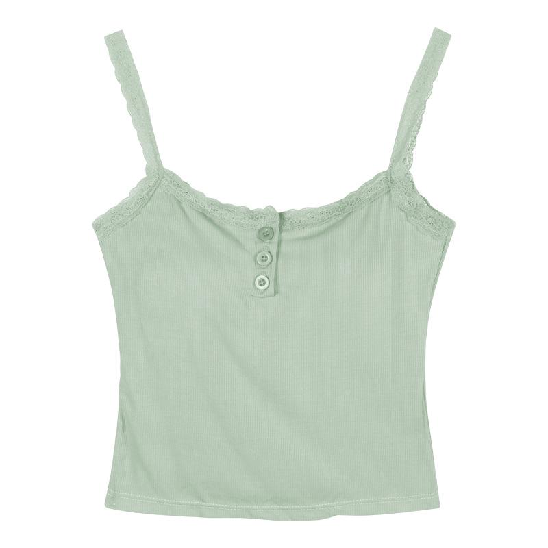 Spicy Girl Spitzen-Camisole: Schönes Rücken-Tanktop mit Brustpolster - Damen Trendige Kurze Basisschicht