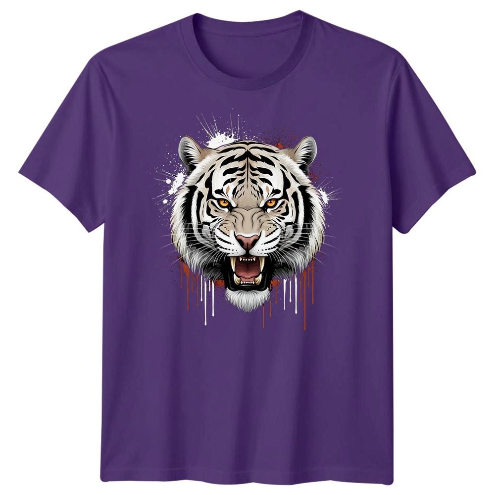 White Tiger Head Big Cats Animals Unisexs Tshirt Roaring Graphic Tee