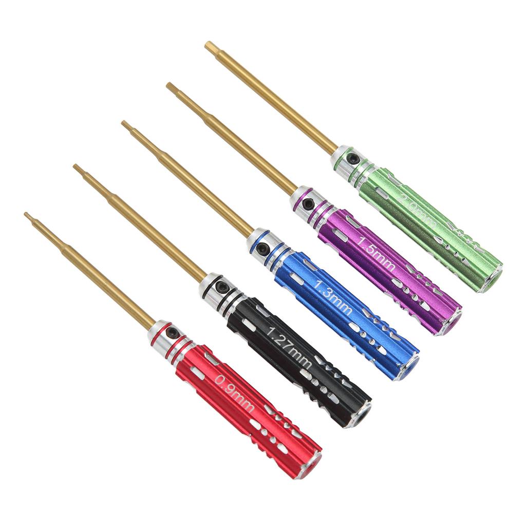 5pcs RC Screwdriver Set 0.9mm 1.27mm 1.3mm 1.5mm 2.0mm Steel Hex Screw Driver with Non Slip Handle