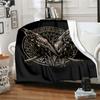 Viking Crow Flannel Blanket ,Vintage Black Throw ,Soft Multi,Functional ,Perfect for Office Camping Travel ,Cool Biker Gift