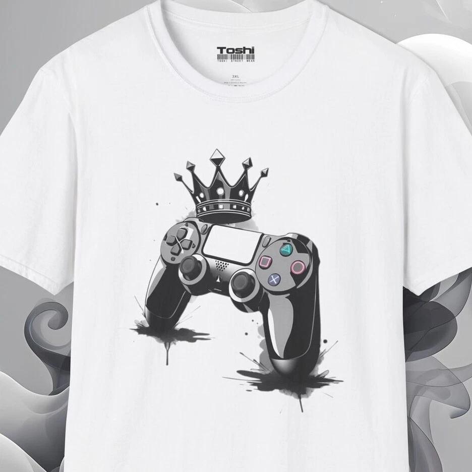 Urban Style Gamer Tee - Unisex Gaming T-Shirt Controller with Crown Graphic Tee S