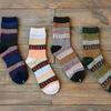 Winter Square Block Crew Length Square Block Wool Breathable Men Socks Vintage Ethnic Style Moisture Wicking