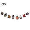 Halloween Ornament Collection 8Pcs Bunting Banner, Pumpkin Ghost Bat Witch Cartoon Hanging Garland, Decorative Props for Dessert Shops Retro
