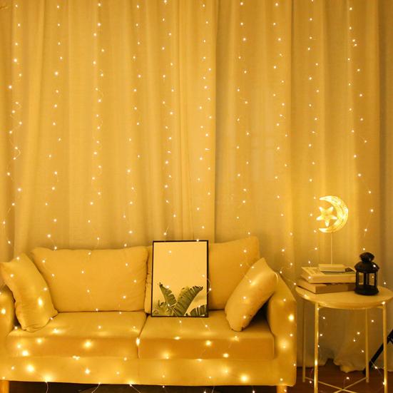 300 LED Fairy Curtain Lights 9.8ft x 9.8ft Window Wall Hanging String Light USB Powered Curtain Light for Bedroom Backdrop Wedding Party Indoor Decor