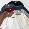 Unisex Waffle Tie-Back T-Shirt, Japanese Style, Round Neck, Half-Sleeve, Loose Fit, Solid Color, Casual Summer Top