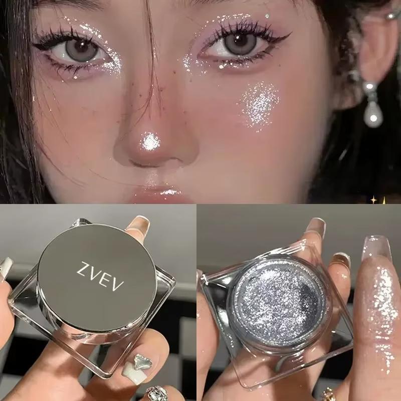 Glitter Punk Smoky Black Gelová paletka na oční stíny Metalická Tmavě stříbrná Mokré oči Zvýrazňovač stínů Pearl Pigments Kosmetika