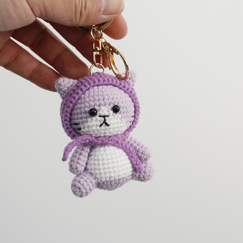 Handmaking Crochet Rabbit Doll Keychain For Gifts Cute Animal Doll Crochet Keychains Knitting Kitten Keyrings Custom