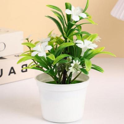 New 6 Colors Artificial Bellflower Potted Plant 12*17cm Plastic Bonsai Flowers Pot Wedding Home Hotel Office Plant