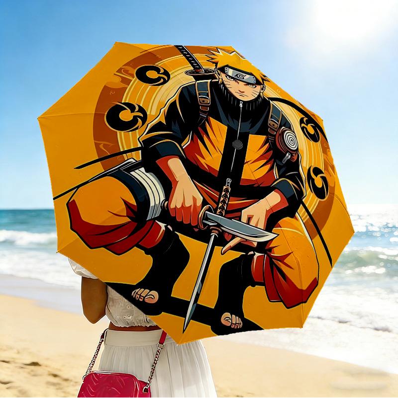 Naruto Warrior 8 Ribs 3Fold Black Glue Uv Protection Umbrella Sun Protection Rainproof Compact Folding Umbrella For Travel Daily Use C923755