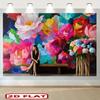 2D Floral Art Backdrop for Art & Fashion Themed Shoots Photo Booth Background