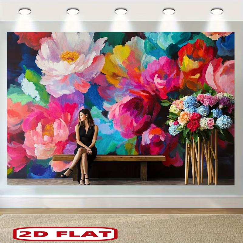 2D Floral Art Backdrop for Art & Fashion Themed Shoots Photo Booth Background
