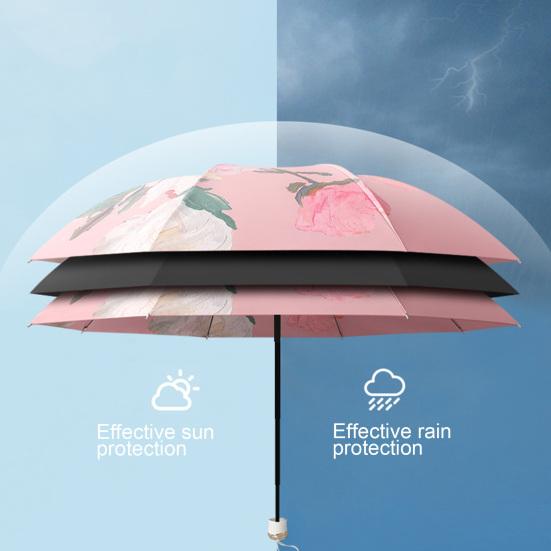 Ochranný slnečný dáždnik proti slnku, obojstranný kvetinový vzor, UV blokovanie, prenosný, vodotesný, vetruodolný, cestovný, skladací, slnečný dáždnik proti dažďu