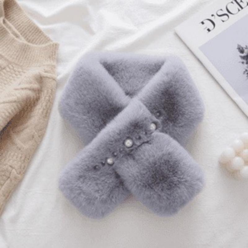 MARYYA Faux Fur Warm Scarf серый