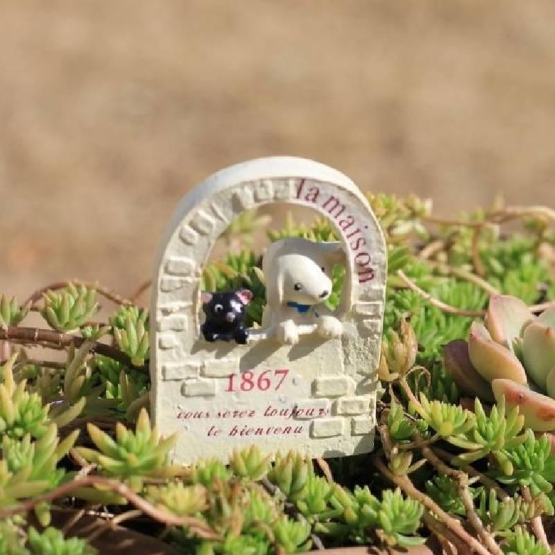 Cute Dog Cartoon Black Cat Fence Scene For Landscape Decoration Plugin Props