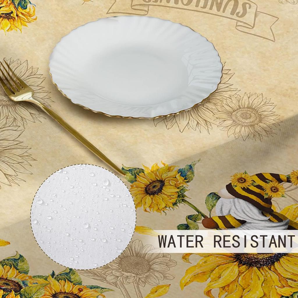Sunflower Tablecloth 60x84 Inch Rectangle, Sunflower Decorations for Home, Spring and Summer Table Cloth Rectangle Waterproof Stain Resistant for
